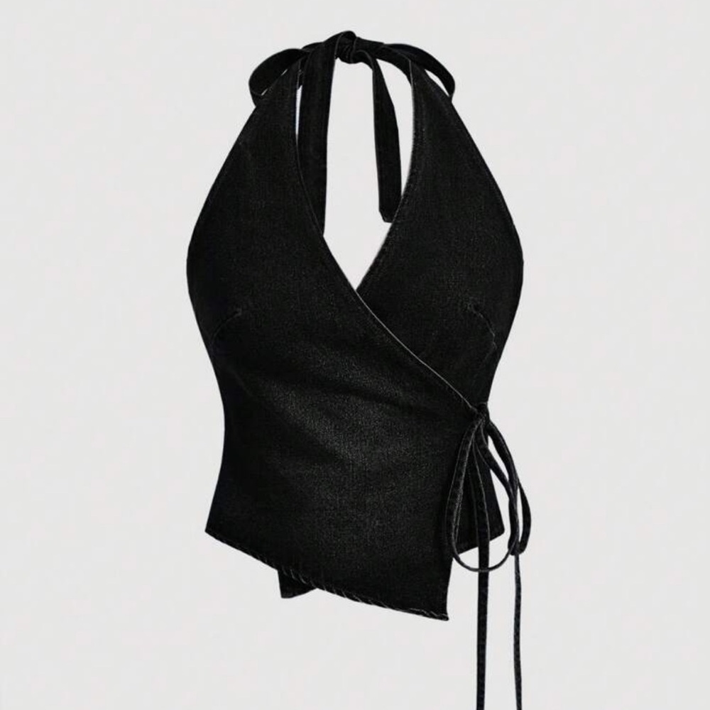 Elegant Black Wrap Top